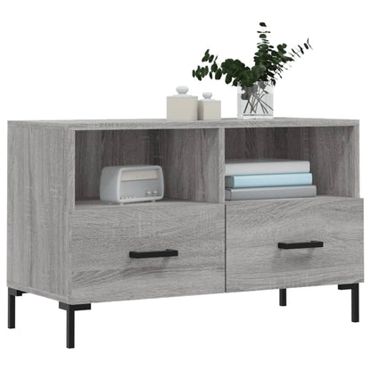 Tv-Meubel 80X36X50 Cm Bewerkt Hout Eikenkleurig Grijs sonoma