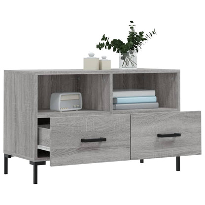 Tv-Meubel 80X36X50 Cm Bewerkt Hout Eikenkleurig Grijs sonoma