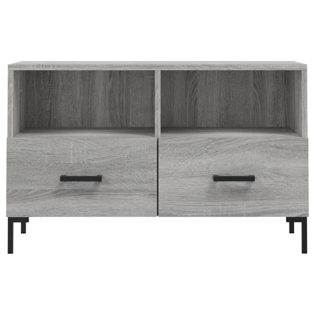 Tv-Meubel 80X36X50 Cm Bewerkt Hout Eikenkleurig Grijs sonoma