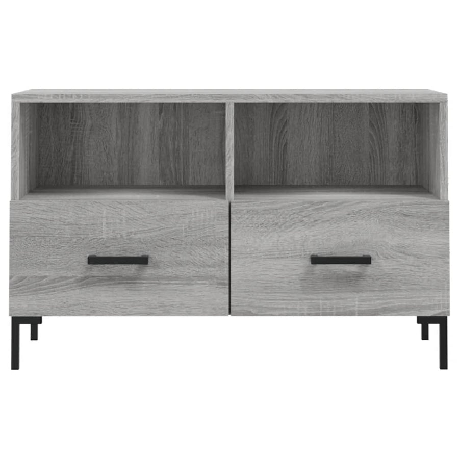Tv-Meubel 80X36X50 Cm Bewerkt Hout Eikenkleurig Grijs sonoma