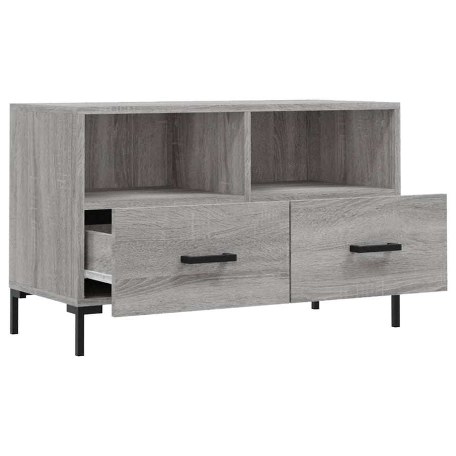 Tv-Meubel 80X36X50 Cm Bewerkt Hout Eikenkleurig Grijs sonoma