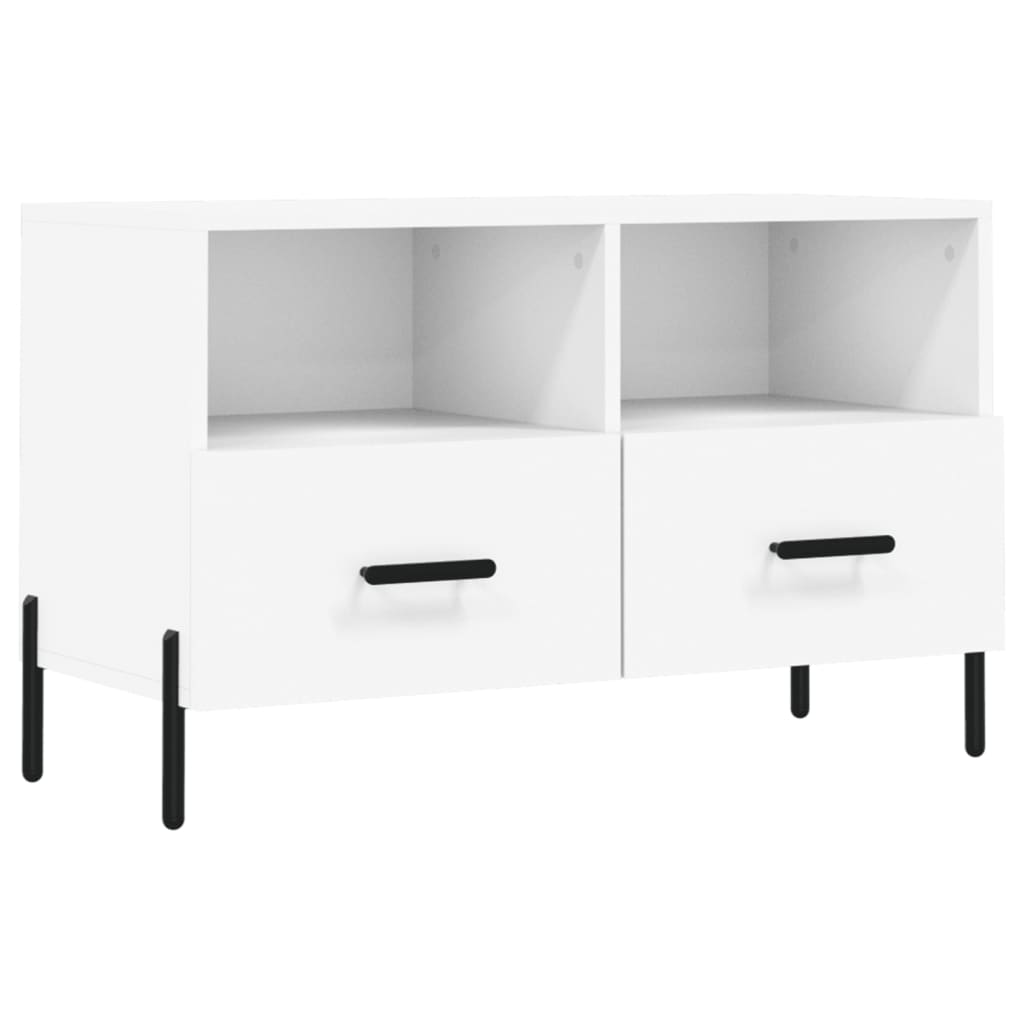 Tv-Meubel 80X36X50 Cm Bewerkt Hout Wit