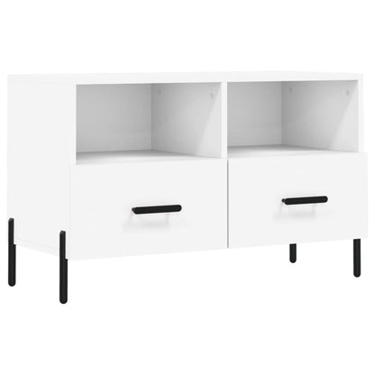 Tv-Meubel 80X36X50 Cm Bewerkt Hout Wit