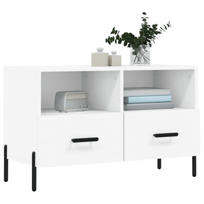 Tv-Meubel 80X36X50 Cm Bewerkt Hout Wit