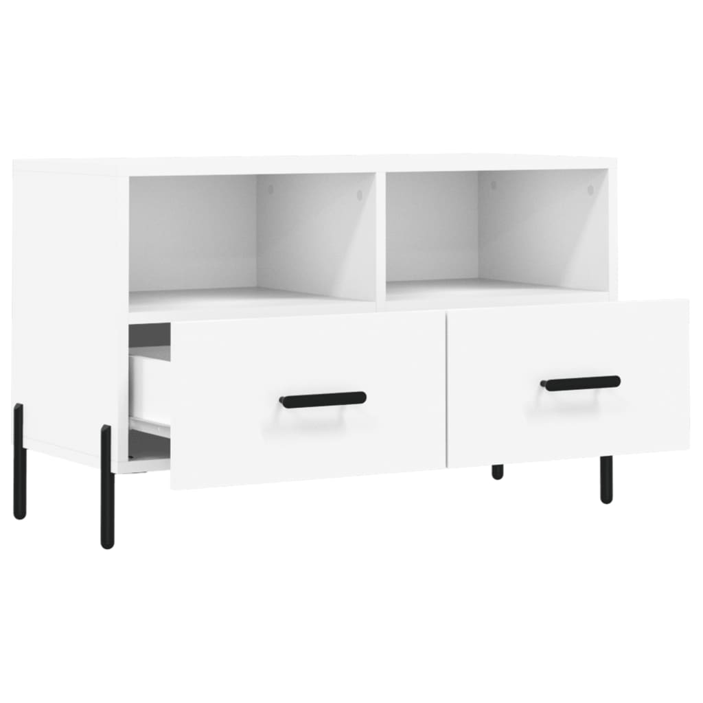 Tv-Meubel 80X36X50 Cm Bewerkt Hout Wit