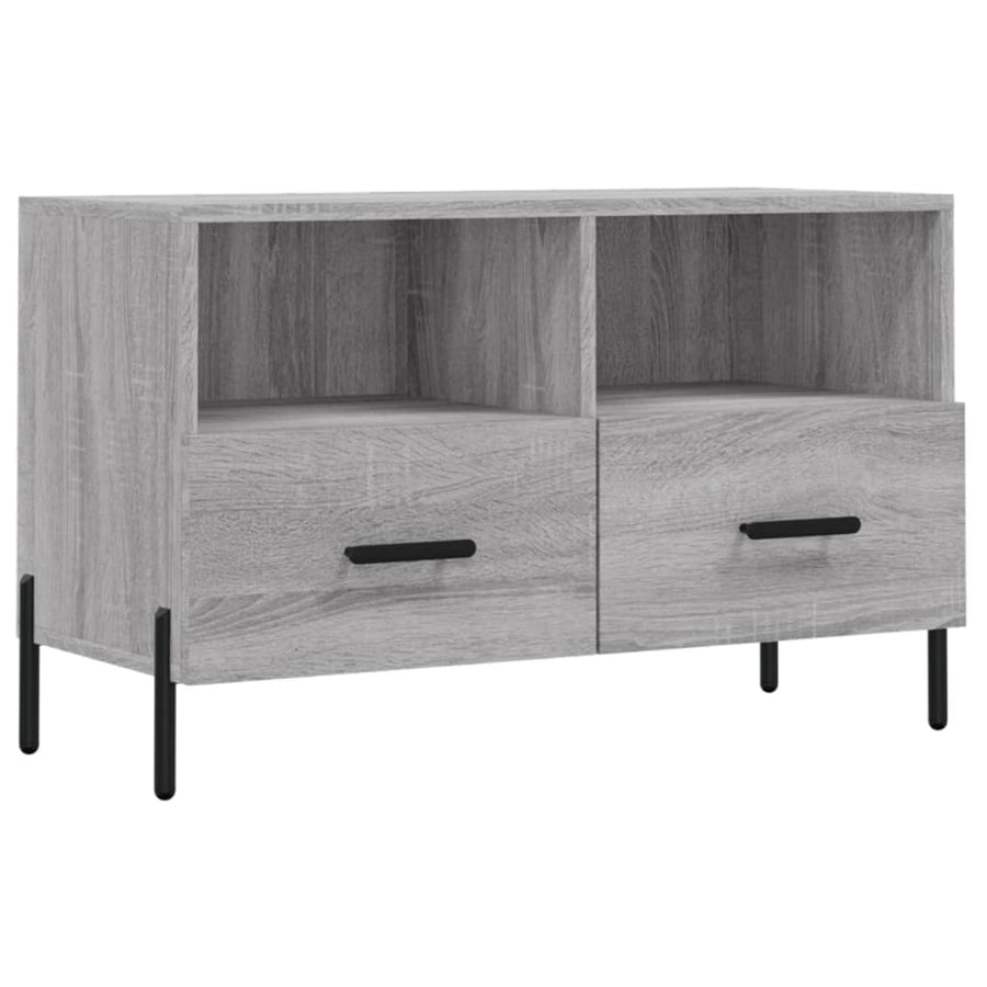 Tv-Meubel 80X36X50 Cm Bewerkt Hout Eikenkleurig Grijs sonoma