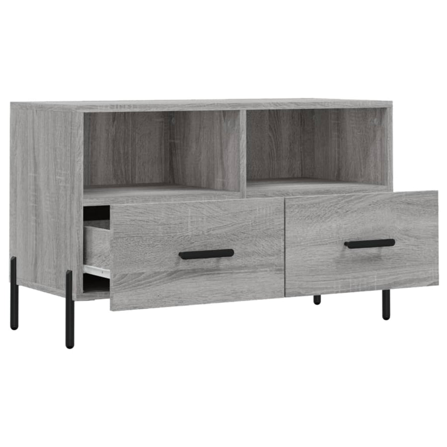 Tv-Meubel 80X36X50 Cm Bewerkt Hout Eikenkleurig Grijs sonoma