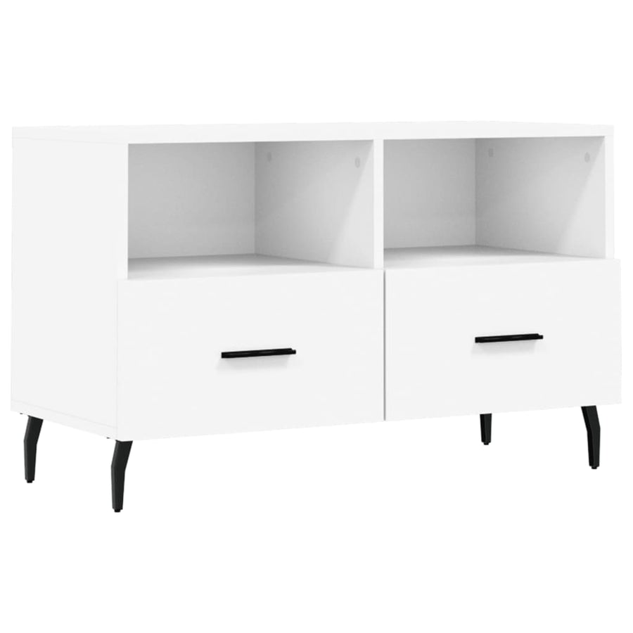 Tv-Meubel 80X36X50 Cm Bewerkt Hout Wit