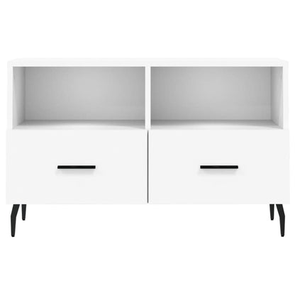 Tv-Meubel 80X36X50 Cm Bewerkt Hout Wit
