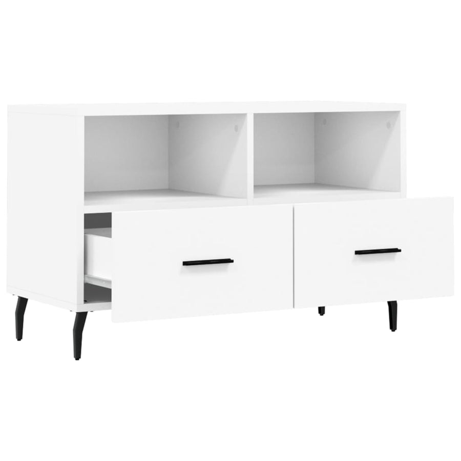 Tv-Meubel 80X36X50 Cm Bewerkt Hout Wit