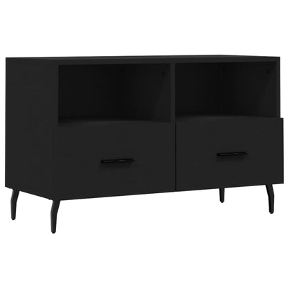 Tv-Meubel 80X36X50 Cm Bewerkt Hout Zwart