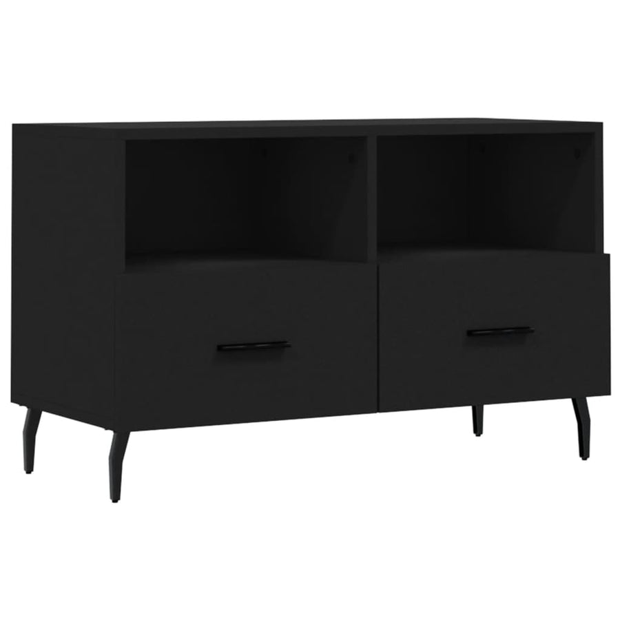 Tv-Meubel 80X36X50 Cm Bewerkt Hout Zwart