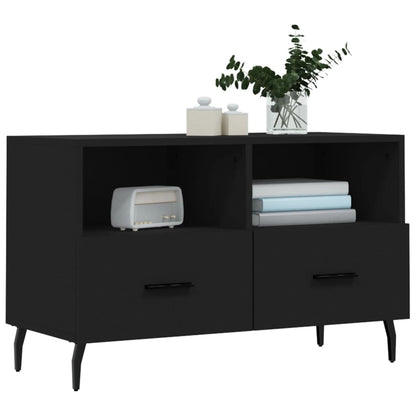 Tv-Meubel 80X36X50 Cm Bewerkt Hout Zwart