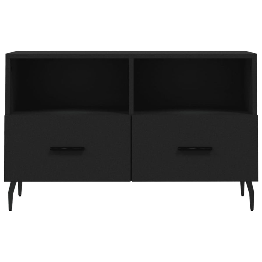Tv-Meubel 80X36X50 Cm Bewerkt Hout Zwart