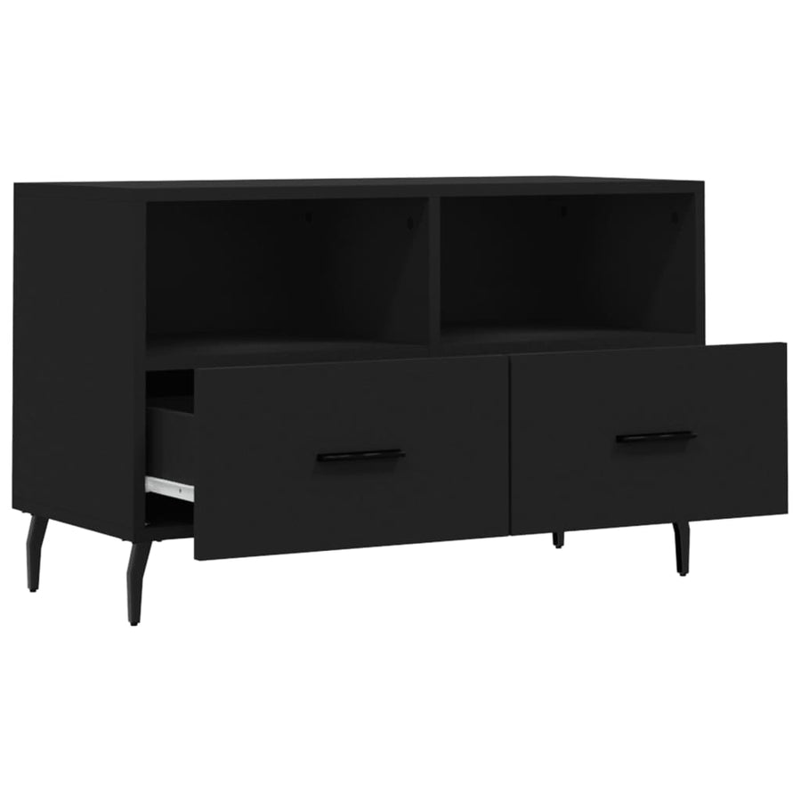 Tv-Meubel 80X36X50 Cm Bewerkt Hout Zwart