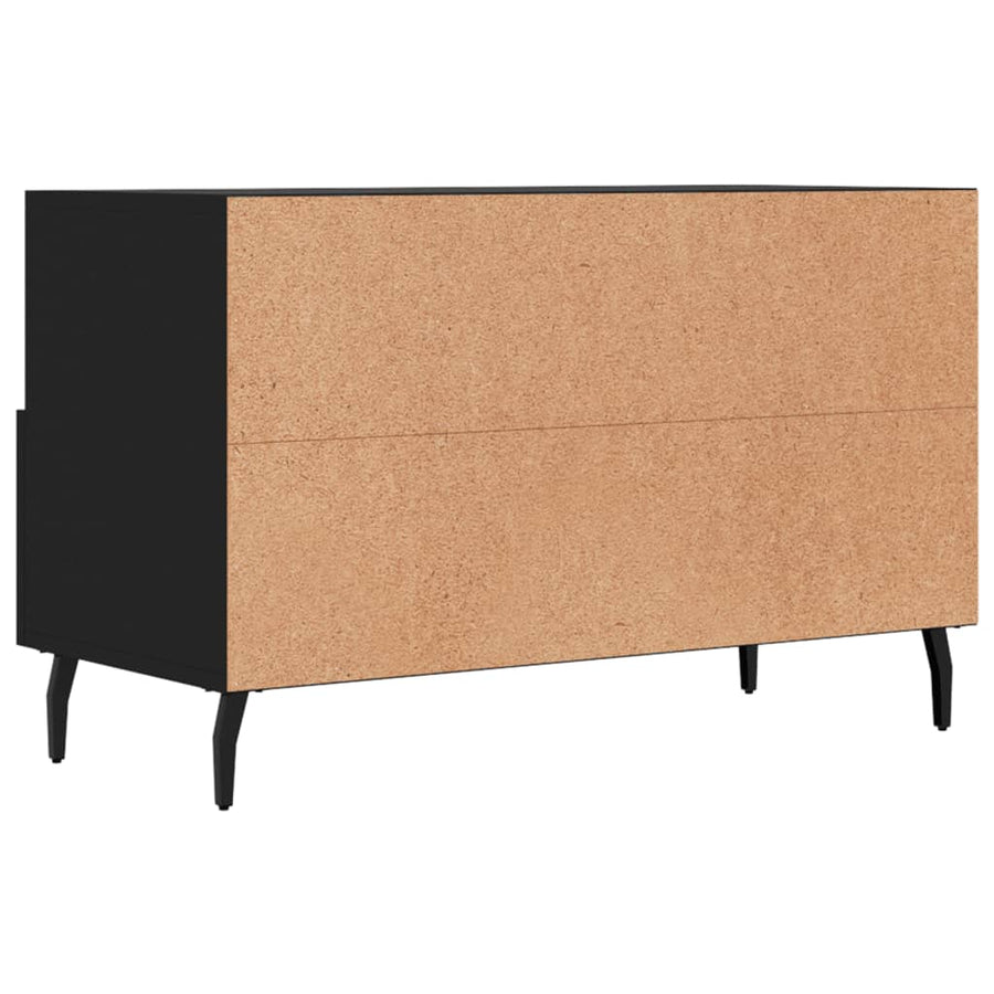 Tv-Meubel 80X36X50 Cm Bewerkt Hout Zwart
