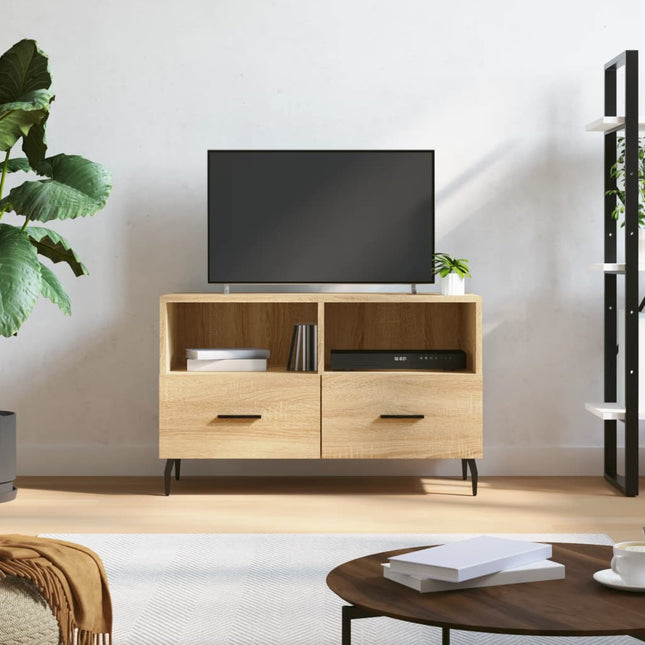 Tv-Meubel 80X36X50 Cm Bewerkt Hout Sonoma eiken