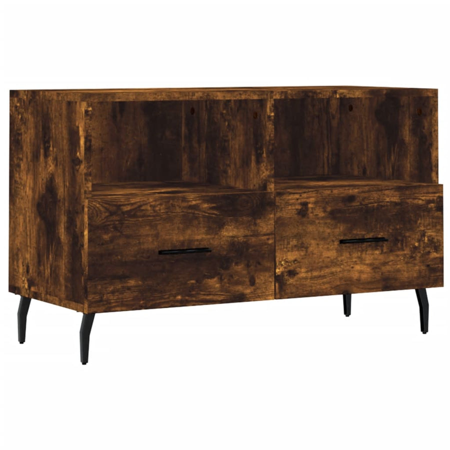 Tv-Meubel 80X36X50 Cm Bewerkt Hout Kleurig Gerookt eiken