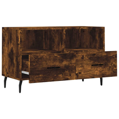 Tv-Meubel 80X36X50 Cm Bewerkt Hout Kleurig Gerookt eiken