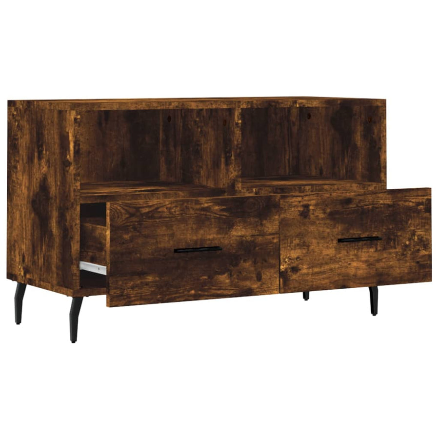 Tv-Meubel 80X36X50 Cm Bewerkt Hout Kleurig Gerookt eiken