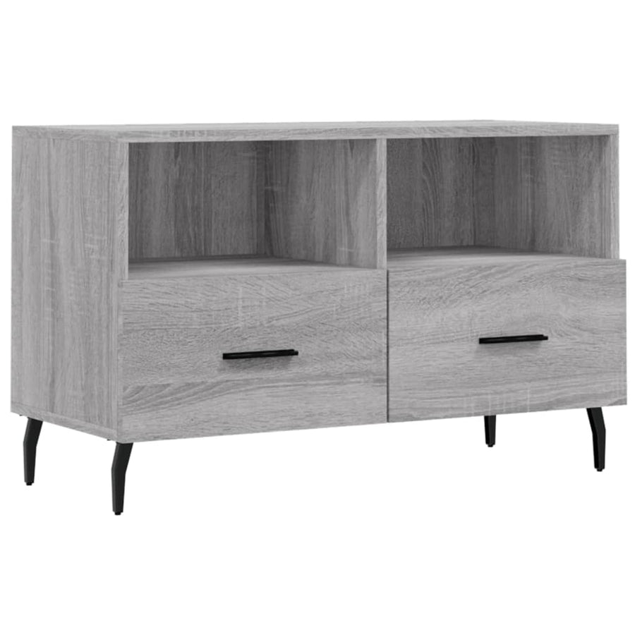 Tv-Meubel 80X36X50 Cm Bewerkt Hout Eikenkleurig Grijs sonoma