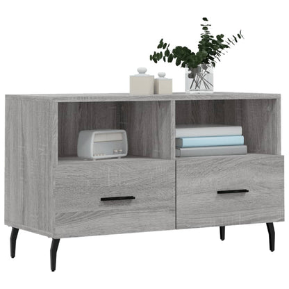 Tv-Meubel 80X36X50 Cm Bewerkt Hout Eikenkleurig Grijs sonoma
