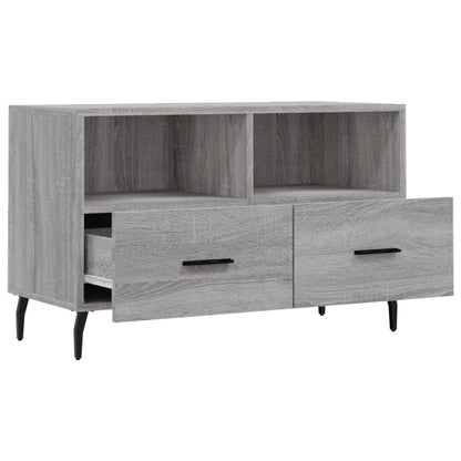 Tv-Meubel 80X36X50 Cm Bewerkt Hout Eikenkleurig Grijs sonoma