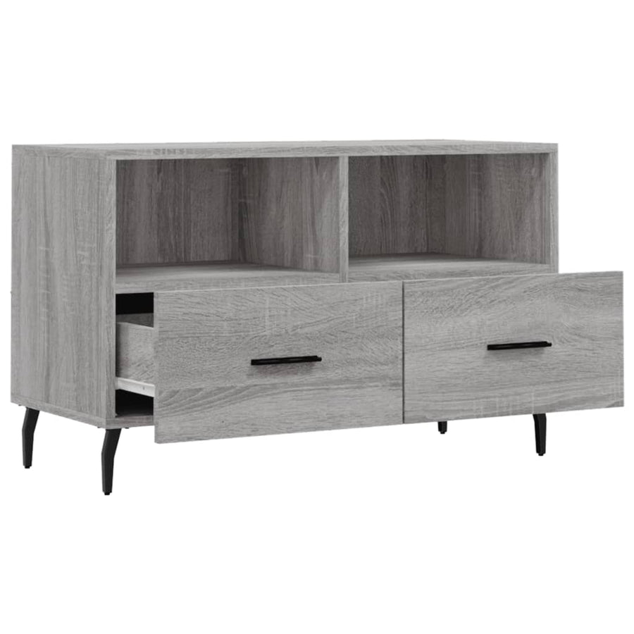 Tv-Meubel 80X36X50 Cm Bewerkt Hout Eikenkleurig Grijs sonoma
