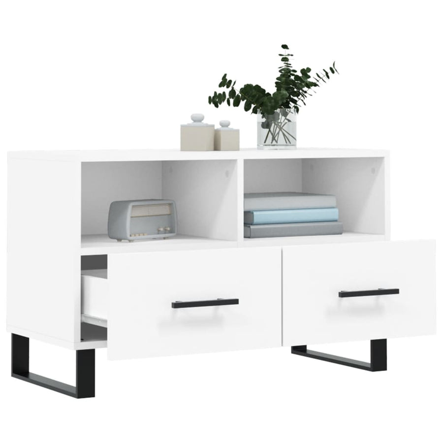 Tv-Meubel 80X36X50 Cm Bewerkt Hout Wit
