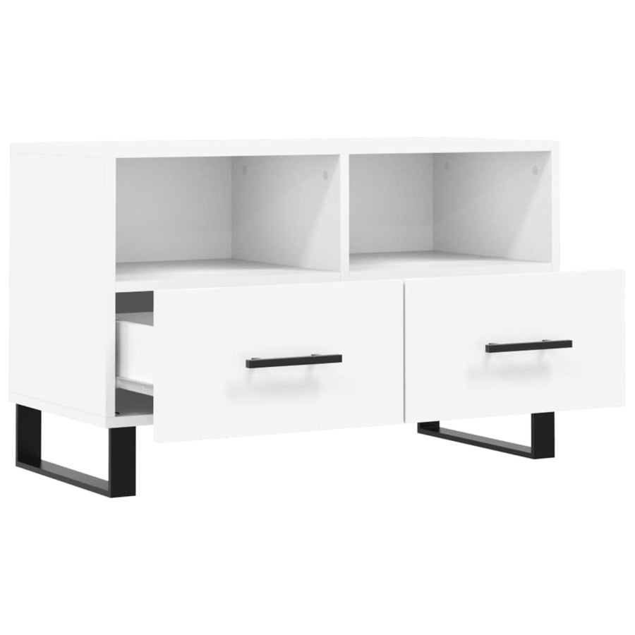 Tv-Meubel 80X36X50 Cm Bewerkt Hout Wit