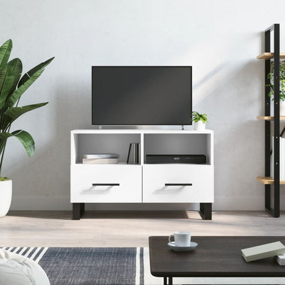 Tv-Meubel 80X36X50 Cm Bewerkt Hout Wit