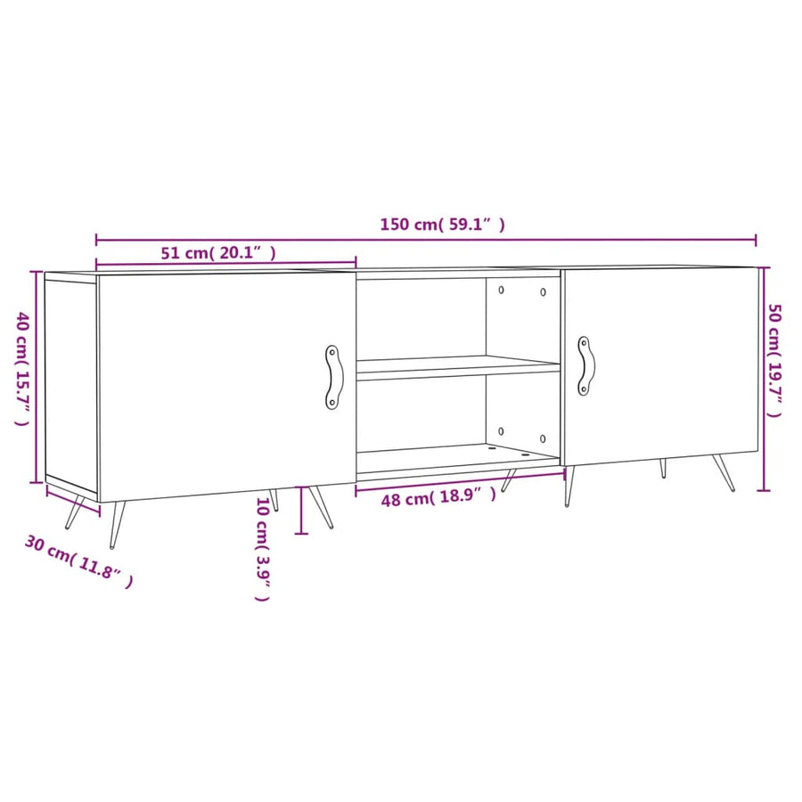Tv-Meubel 50X30X50 Cm Bewerkt Hout Hoogglans wit