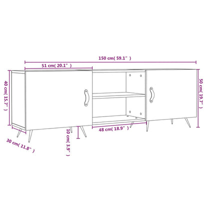 Tv-Meubel 150X30X50 Cm Bewerkt Hout Kleurig Sonoma eiken