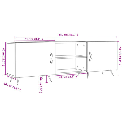 Tv-Meubel 150X30X50 Cm Bewerkt Hout Betongrijs