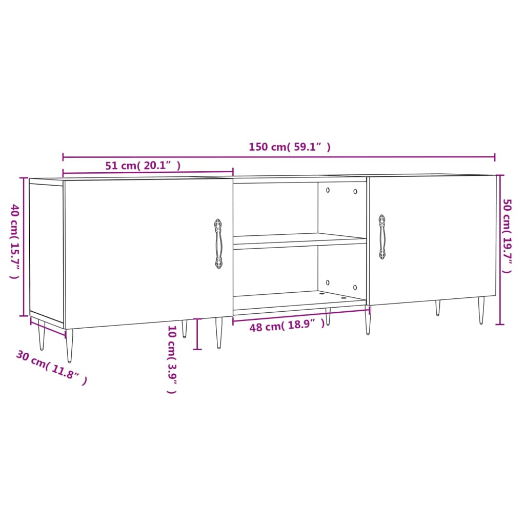 Tv-Meubel 150X30X50 Cm Bewerkt Hout Kleurig Sonoma eiken