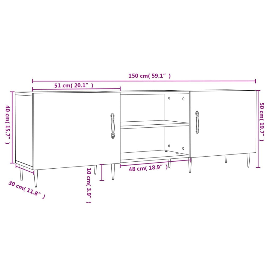 Tv-Meubel 150X30X50 Cm Bewerkt Hout Kleurig Sonoma eiken