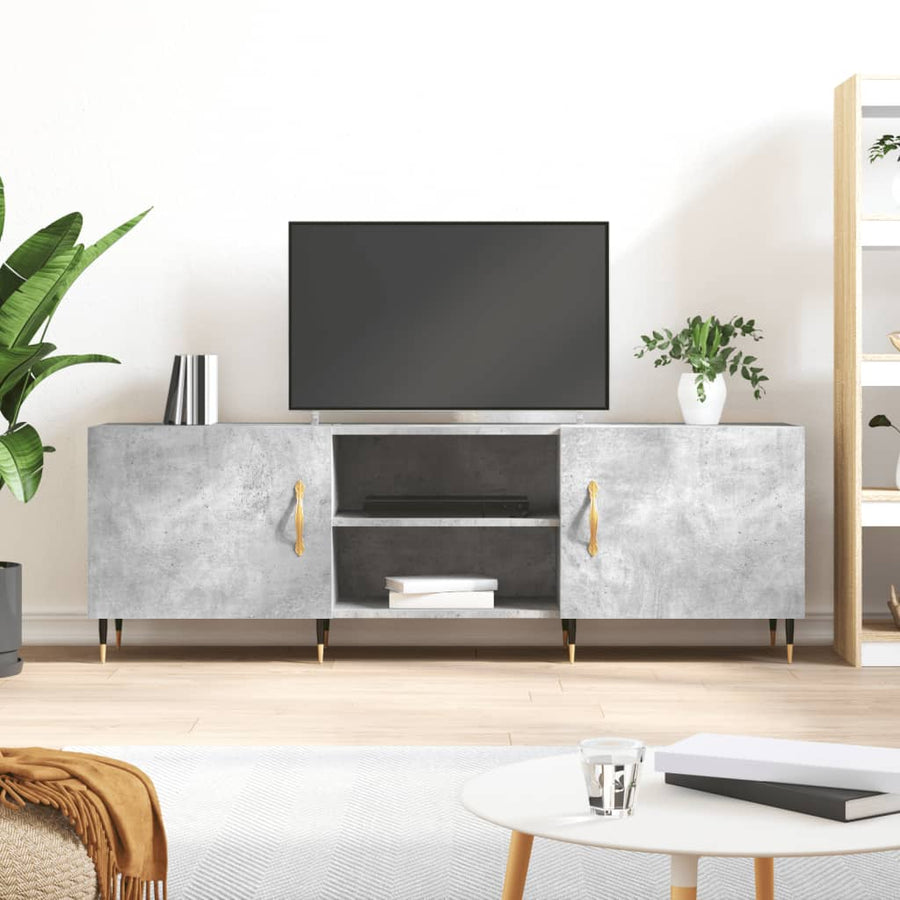 Tv-Meubel 150X30X50 Cm Bewerkt Hout Betongrijs