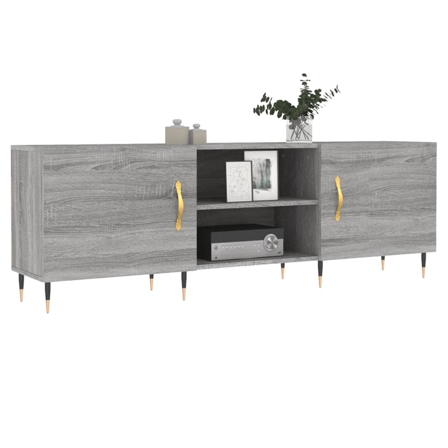 Tv-Meubel 150X30X50 Cm Bewerkt Hout Eikenkleurig Grijs sonoma