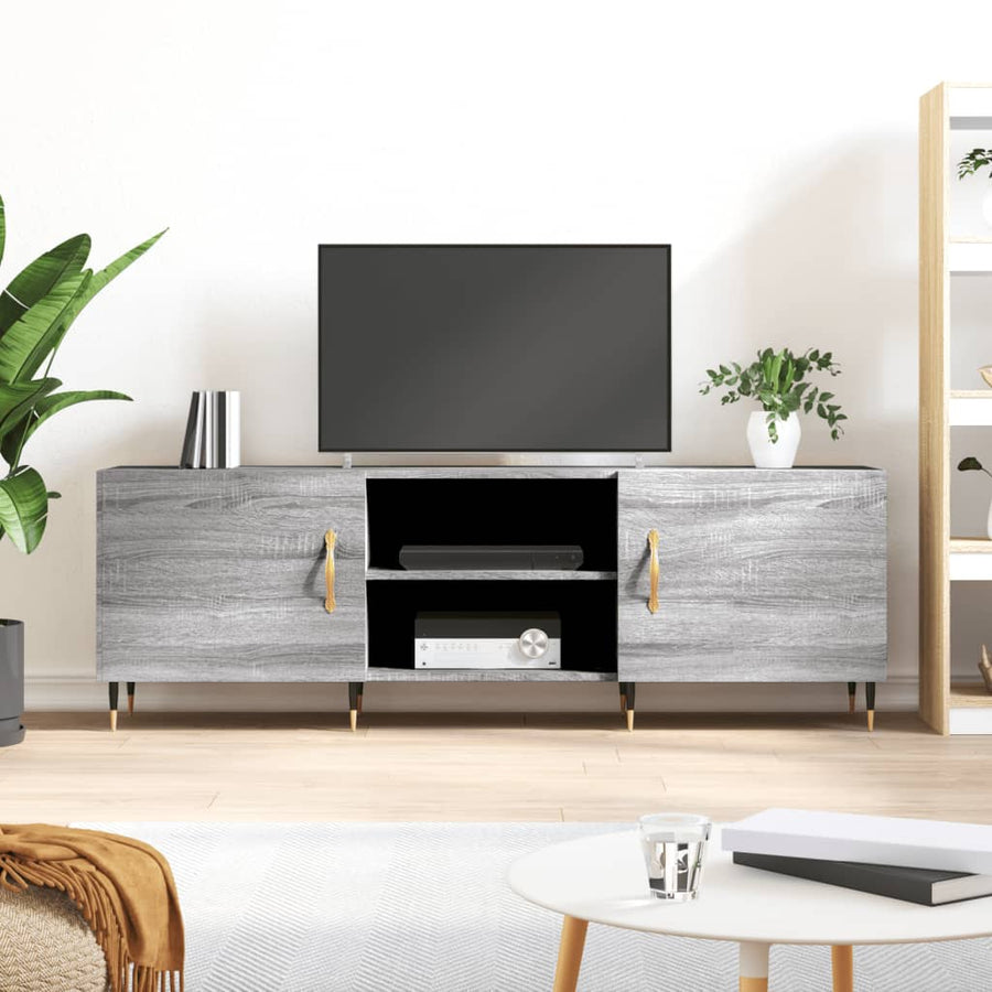 Tv-Meubel 150X30X50 Cm Bewerkt Hout Eikenkleurig Grijs sonoma