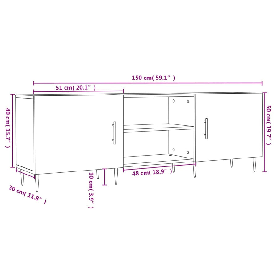 Tv-Meubel 50X30X50 Cm Bewerkt Hout Wit