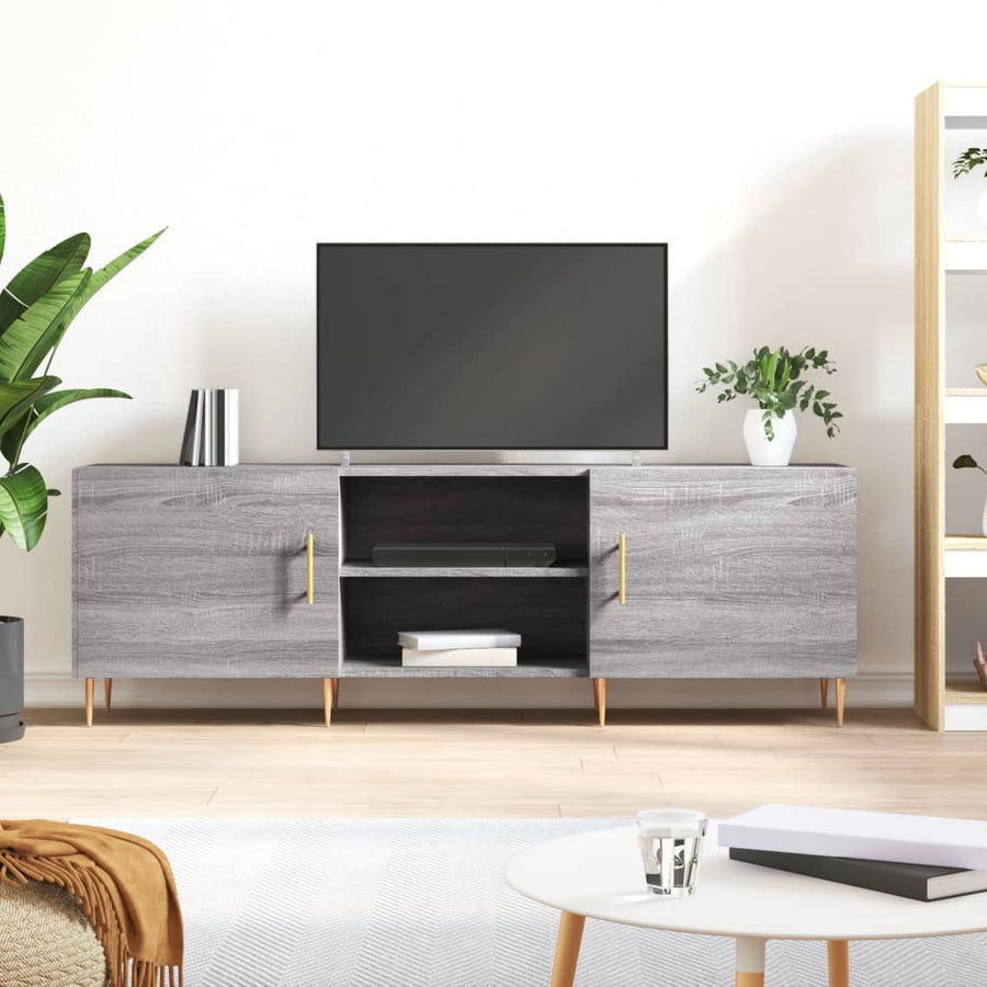 Tv-Meubel 150X30X50 Cm Bewerkt Hout Eikenkleurig Grijs sonoma