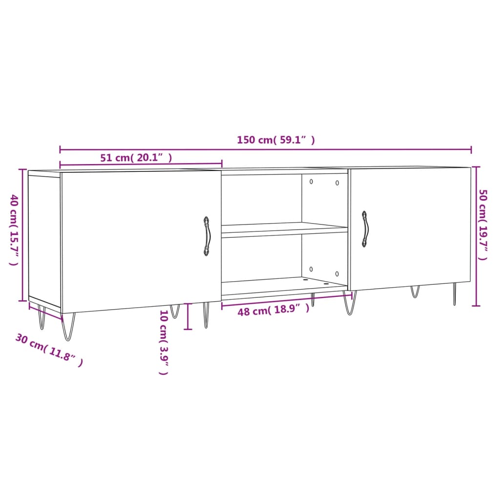 Tv-Meubel 50X30X50 Cm Bewerkt Hout Betongrijs