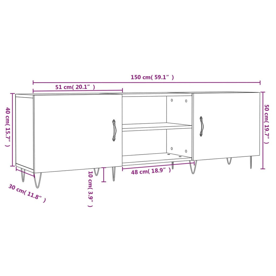Tv-Meubel 50X30X50 Cm Bewerkt Hout Betongrijs