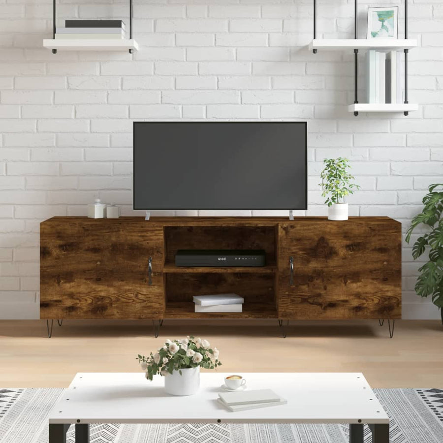 Tv-Meubel 150X30X50 Cm Bewerkt Hout Gerookt Eikenkleurig