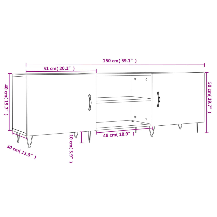 Tv-Meubel 50X30X50 Cm Bewerkt Hout Eikenkleurig Grijs sonoma