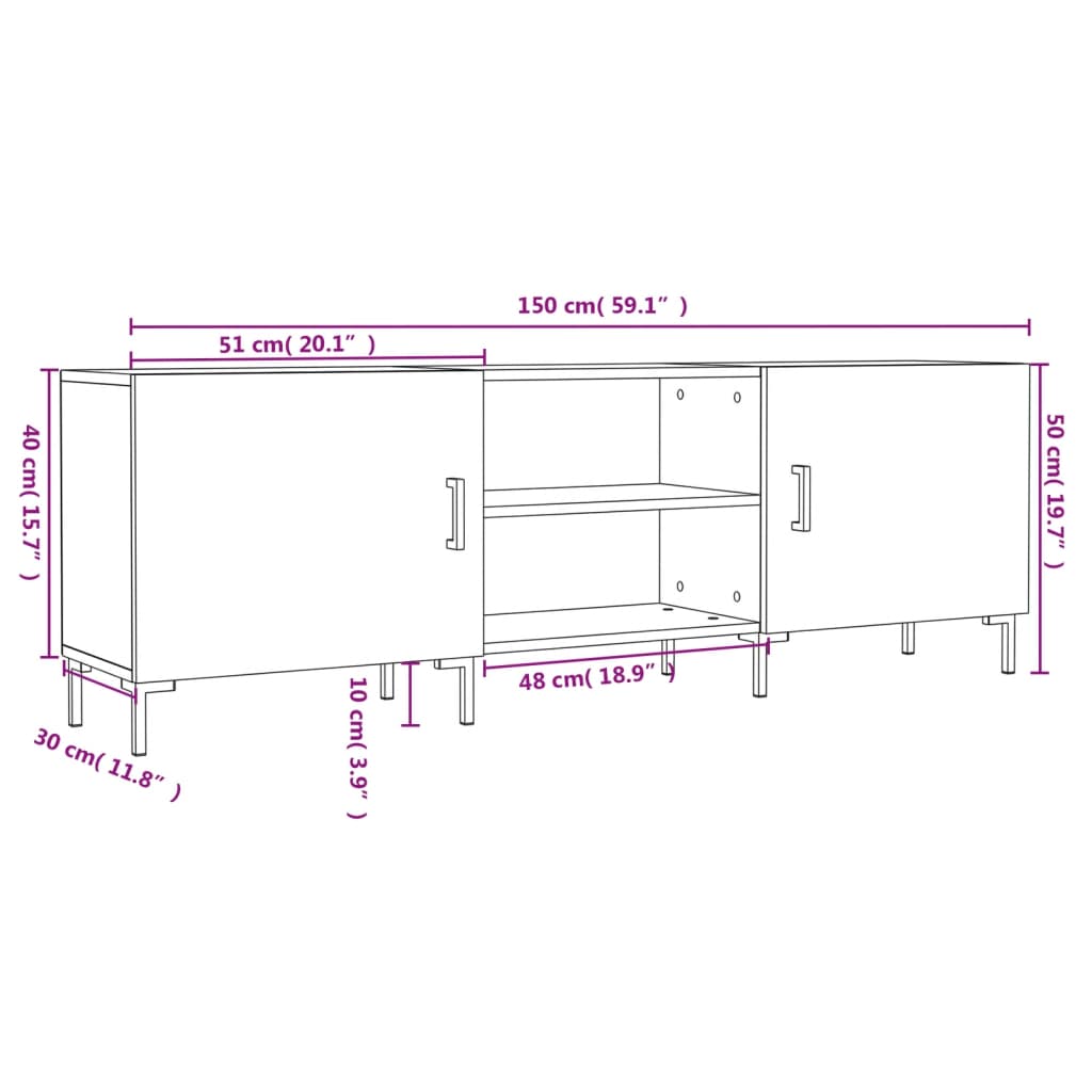 Tv-Meubel 50X30X50 Cm Bewerkt Hout Betongrijs