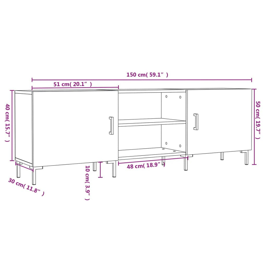 Tv-Meubel 50X30X50 Cm Bewerkt Hout Kleurig Gerookt eiken