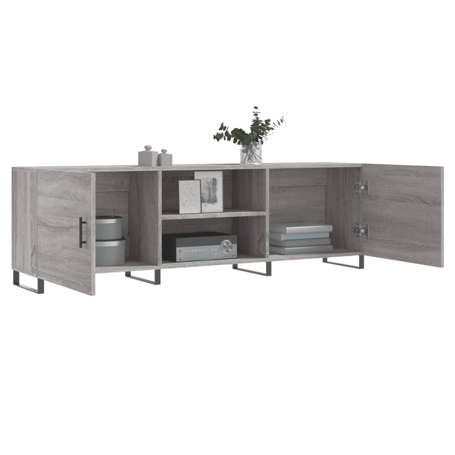 Tv-Meubel 150X30X50 Cm Bewerkt Hout Eikenkleurig Grijs sonoma