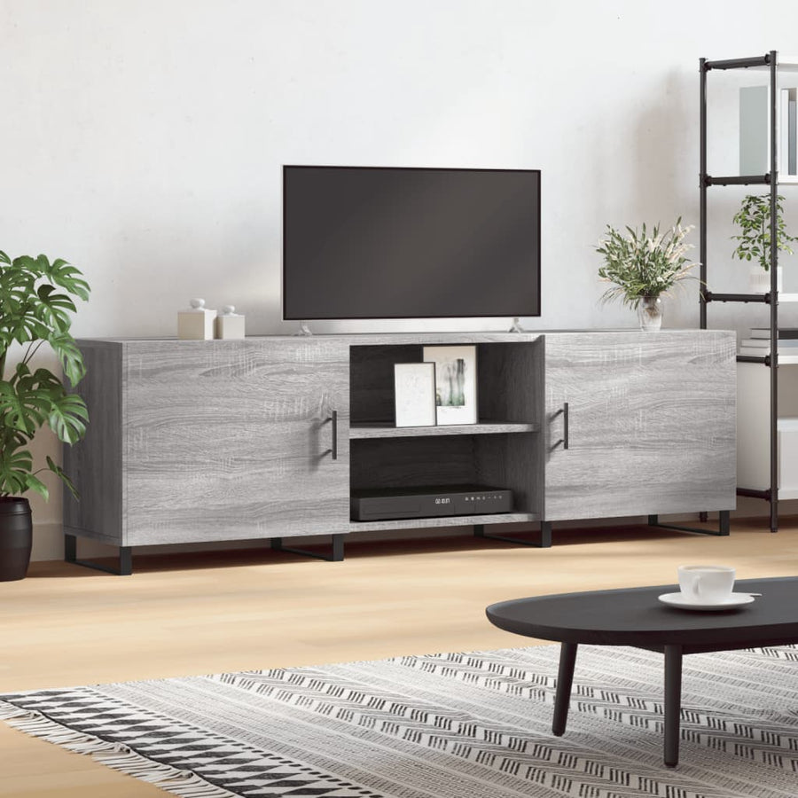 Tv-Meubel 150X30X50 Cm Bewerkt Hout Eikenkleurig Grijs sonoma