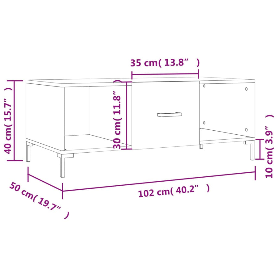 Salontafel 02X50X40 Cm Bewerkt Hout Kleurig Sonoma eiken